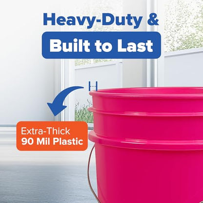 5 Gallon Bucket w/Lid, Food Grade BPA-Free, 6 Pack, Pink | Airtight Lid, Mallet and Lid Opener Included, Heavy-Duty 90 Mil HDPE Plastic, Food-Safe Durable Container, Made in USA - color: Pink, size: 6 Packs