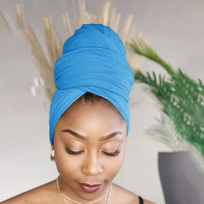 Hijab Scarf for Women Soft Muslim Hijabs Head Wrap Scarves Fashion Long Hair Shawls Stretchy Muslin Headscarf - color: Light Blue Hijab Scarf for Women