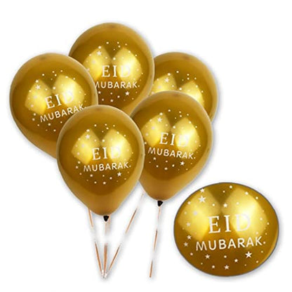 Eid Mubarak Balloons 10pcs Happy Eid Gold Latex Balloons Muslim Festival Decoration Supplies