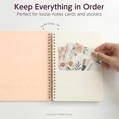 Prelady 2 Pack Pink & Purple A5 Spiral Notebook, College Ruled Bible Journal for Women with Storage Pocket, Aesthetic Back to School Supplies for Teen Girls - color: Pink & Purple