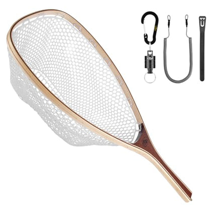 SF Fly Fishing Landing Net Soft Rubber Mesh Trout Net Catch and Release Net - style: Square Head Combo a