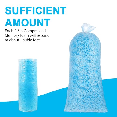 DR.DUDU 2.5lbs Bean Bag Filler Foam, Shredded Gel Memory Foam Filling, Premium Soft and Comfortable Pillow Stuffing Foam for Couch Cushion Dog Bed Chair Arts Crafts Stuffed Animal - size: 2.5lb