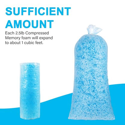 DR.DUDU 2.5lbs Bean Bag Filler Foam, Shredded Gel Memory Foam Filling, Premium Soft and Comfortable Pillow Stuffing Foam for Couch Cushion Dog Bed Chair Arts Crafts Stuffed Animal - size: 2.5lb