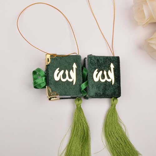 BABY SHOWER CHOCOLATE Set of 10 Quran Book for Muslim Favors Quran Book Arabic Hajj Favors Car Hanging Quran Islamic Gift (Green) - color: Green