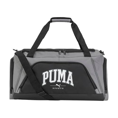 PUMA unisex-adult Accelerator Duffel Bag with Removable Strap & Shoe Pocket - color: Cast Iron/Black/White