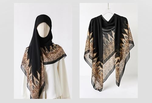 K-Elewon Large Square Scarf 51" Headscarf Chiffon Fashion Scarves Turbans Hair Wrapping Scarfs - color: B-black