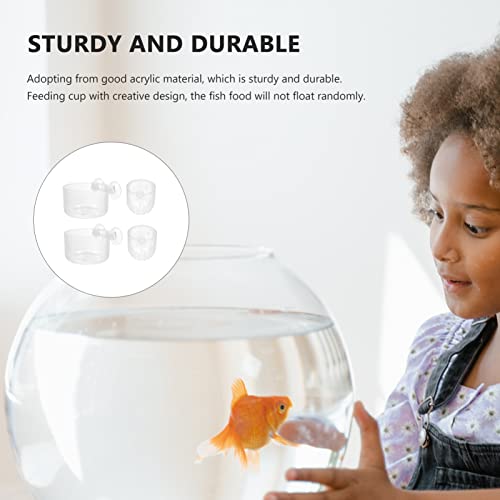Balacoo Fish Tank Aquarium Accessories 4pcs Acrylic Feeding Cups Fish Feeder Suction Cup Set