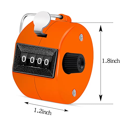 Eliamo 12 Pcs Hand Tally Counter 4-Digit Lap Counter Clicker, Manual Mechanical Handheld Pitch Click Counter with Finger Ring for School Golf & Knitting Row Croche - color: Orange