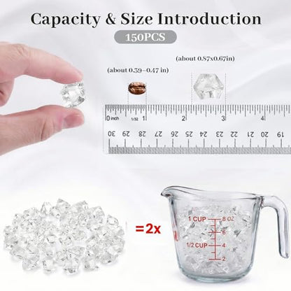 DomeStar Fake Ice, 150PCS Fake Diamonds, Plastic Diamonds Acrylic Rocks Vase Fillers for Centerpieces Wedding Party Table Scatter Food Display - color: 150 Clear