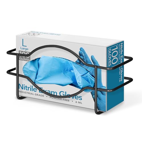 Stock Your Home Black Metal Glove Box Holder Wall Mount for Kitchen, Closet, Lab, Exam, Office, Tissue Shelf - size: 2 Count, style: Single Stack