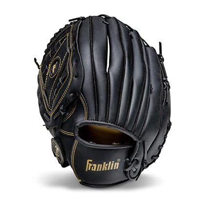 Franklin Sports Field Master Baseball + Softball Glove - Field Master Adult + Youth Baseball + Softball Mitt - Men's + Women's Gloves - color: Black/Gold, style: 14" - Basket Web