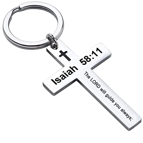 Ldurian Bible Verse Keychain Christian Cross Keychain for Women, Cross Key Chain for Men Religious Scripture - style: Isaiah 58:11