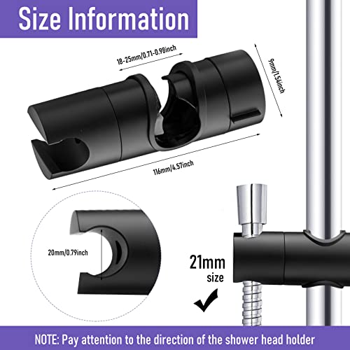 Shower Head Holder for Slide Bar Adjustable,18-25MM O.D. Black | Hand Shower Bracket Holder for Slide Bar Slider Clamp Bathroom Replacement,360 Degree Rotation Sprayer Holder