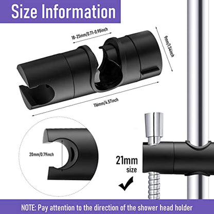 Shower Head Holder for Slide Bar Adjustable,18-25MM O.D. Black | Hand Shower Bracket Holder for Slide Bar Slider Clamp Bathroom Replacement,360 Degree Rotation Sprayer Holder