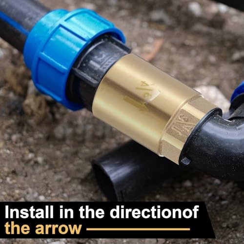 Zonon 2 Pcs 3/4 Inch Check Valve One Way Brass Non Return in Line Check Valve with Backflow Prevention NPT Male in FNPT out for Garden Hose Well Pumps Irrigation Systems Chemical Industry - size: 3/4 Inch