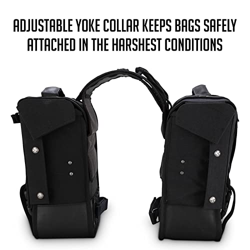 BURLY Brand Voyager Throw-over Saddlebag - Genuine Leather Dual Bags, For Harley Davidson and Most Motorcycles - Black (B15-1002B)