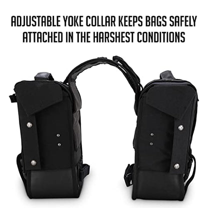 BURLY Brand Voyager Throw-over Saddlebag - Genuine Leather Dual Bags, For Harley Davidson and Most Motorcycles - Black (B15-1002B)