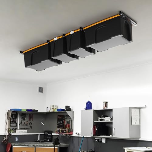 Ultrawall Overhead Garage Storage Rack, Heavy Duty Ceiling Storage Rack, 26 Inch Adjustable Ceiling Bin Storage System, 5 Sets for 4 Bins - style: For 4 Bins