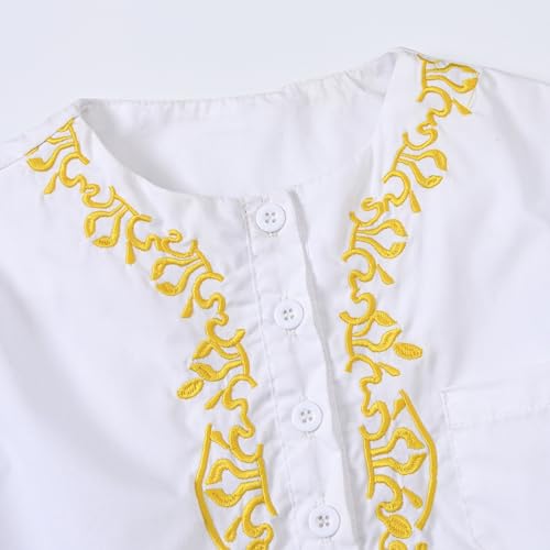 Boys Muslim Thobe Islamic Clothing Kids Muslim Prayer Clothes for Boys Eid Outfit Toddler Kaftan Ramadan Shirt Pants - color: White, size: 11-12 Years