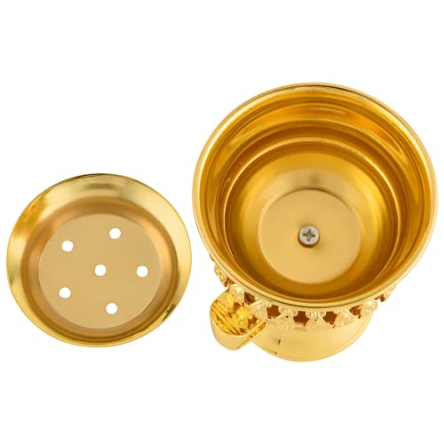 Bakhoor Burner Set Tray, Frankincense Resin Burner, Charcoal insencents Burner, Metal Incense Censer for Yoga Spa Meditation, with Cone Incense Holder and Tongs(Glod) - color: Glod-01