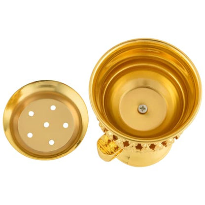 Bakhoor Burner Set Tray, Frankincense Resin Burner, Charcoal insencents Burner, Metal Incense Censer for Yoga Spa Meditation, with Cone Incense Holder and Tongs(Glod) - color: Glod-01