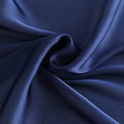 100% Mulberry Silk Scarf-Printed or Solid Color 35” Square Large Silk Hair Head Wrap Scarf With Gift Box Package - color: Navy