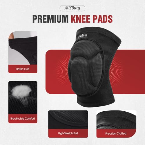 Protective Knee Pads for Men, Women & Kids – 1 Pair Thick Foam Cushioned Pads for Volleyball, Dance, Gardening, Wrestling & Kneeling – Durable Protection for Work & Sports (M: 15.5–21.5") - size: M: 15.5–21.5"