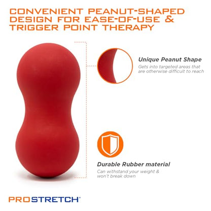 ProStretch Peanut, Massage Ball Roller for Muscle Knots & Trigger Points | Soft Acupoint Lacrosse Ball Roller for Myofascial Release & Deep Tissue Therapy