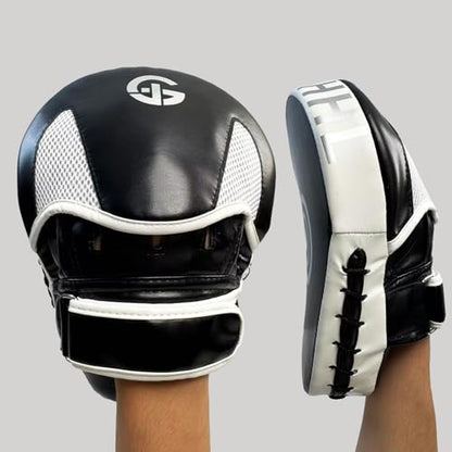 Boxing Pads Curved Punching Focus Mitts Sparring Gear for Boxing,MMA,Muay Thai,Martial Arts Training Equipment，Red/Black,2PCS - color: BLACK
