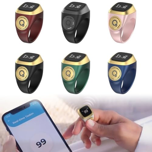 IQ-ibla Smart for ZIKR Ring Prayer Ring Smart Counter Smart Ring Prayer Time Vibration Display Digital Azan Alarm Clock for Most People(18mm Pink)