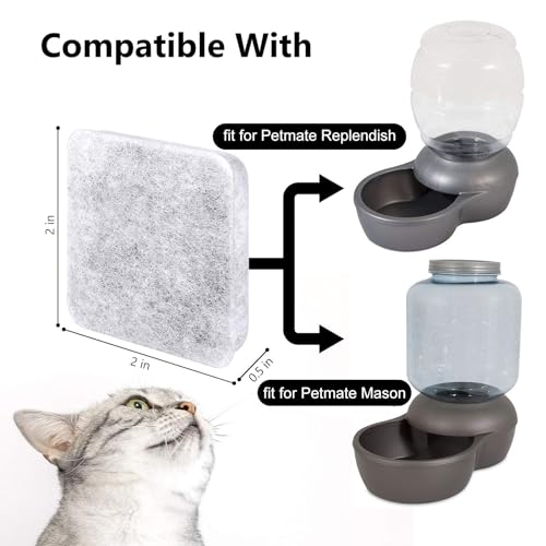 Dog Water Filter Replacement Compatible with Petmate Bowl Filters | Pet Water Dispenser Filter Compatible with Petmate Replendish Mason Automatic Gravity Waterer Bowls for Cats and Dogs, 6 Pack