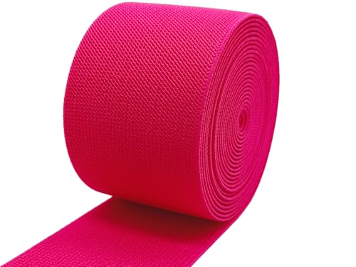 Rose Knit Elastic Band for Sewing 3 inch 5 Yards Double-Side Twill Woven Elastic Heavy Stretch Elastic Spool for Sewing Pants Waistband, Wigs, Skirts, Craft DIY Projects - color: Rose