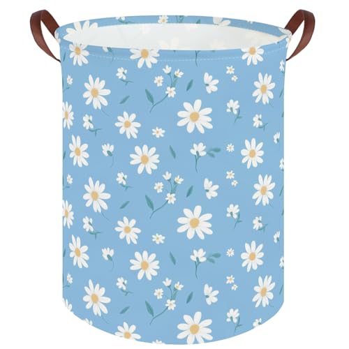 Daisy hamper,Blue flower Laundry Basket,Baby Nursery Hamper,Waterproof foldable girls toy storage box,Dirty Clothes Hampers,Flower house decor(Daisy) - color: Daisies