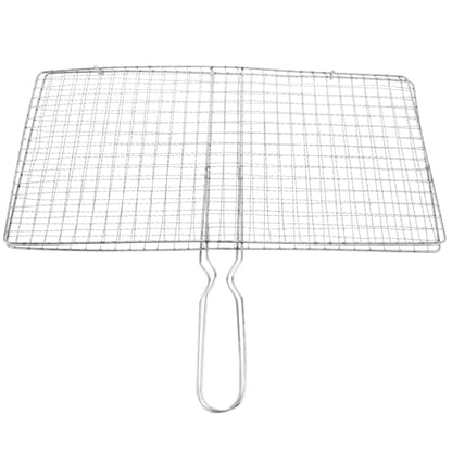 Toddmomy Portable Barbecue Grill Basket Fish Grill Basket with Handle for Outdoor Cooking Vegetables Meat and Seafood 15.35X8.26 Inch