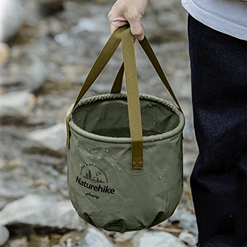 Naturehike Multifunctional Collapsible Water Basin, Folding Tub, Portable Bin, Lightweight Foldable Bucket with Handles for Camping, Dish Washing, Laundry, Fishing, Hiking - color: Army Green