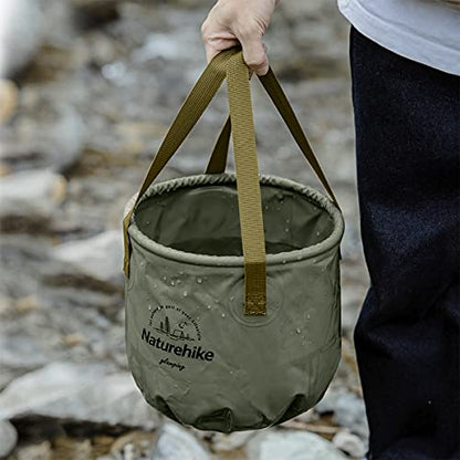 Naturehike Multifunctional Collapsible Water Basin, Folding Tub, Portable Bin, Lightweight Foldable Bucket with Handles for Camping, Dish Washing, Laundry, Fishing, Hiking - color: Army Green