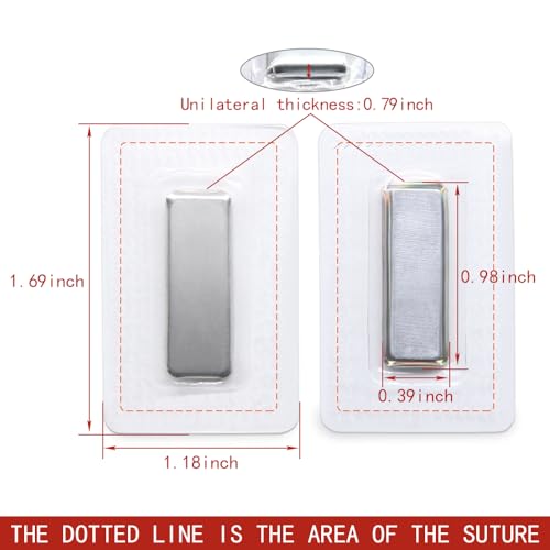 SEMINI Hidden Sew Magnetic Snap Invisible Hidden Sew in PVC Hidden Purse Closure for Fastener Handbag Cloth Clasp DIY Craft Sewing Tools (25x10mm) - size: 25x10mm,Rectangular