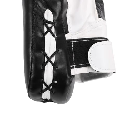 Boxing Curved Focus Punching Mitt PU Leather Boxing Pad with Adjustable Strap for Taekwondo Training - color: Black White