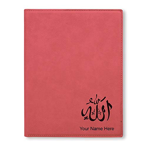 Small 7" X 9" Portfolio Notepad, Allah 1, Personalized Engraving Included (Pink) - color: Pink, size: Small 7 X 9