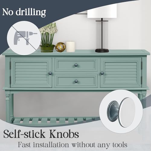 Adhesive Cabinet Knobs 4pcs Blue Self-Stick Knobs Drill Free Dresser Drawer Pulls Stainless Steel Stick On Handles for Medicine Cabinets Drawer Cupboards Glass Sliding Door Terrarium Lid - color: Blue