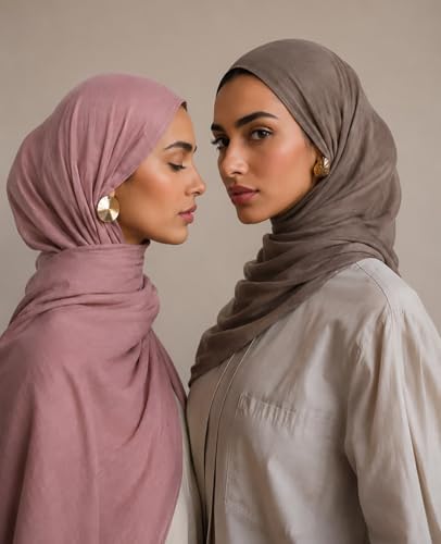 Modal Cotton Hijab Scarf for Women with Undercap Set - color: Coffee Brown