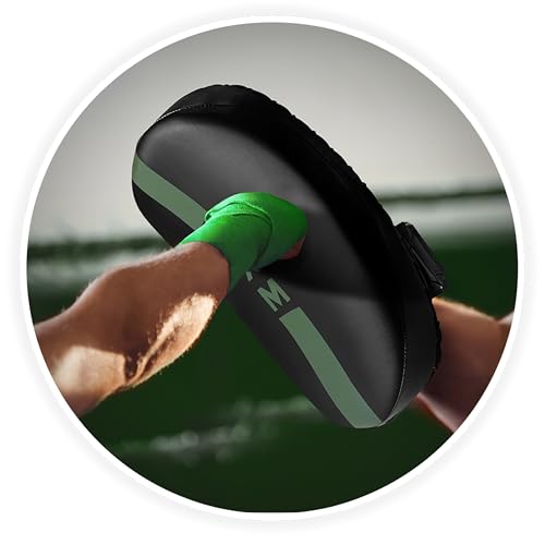 DXM SPORTS Muay Thai Pads Kickboxing Equipment Martial Arts Training Kick Pads for MMA, Taekwondo, Karate – Ideal for Kicks, Knees and Punches in Martial Arts Training (ONE PAD ONLY) - color: Black & Green