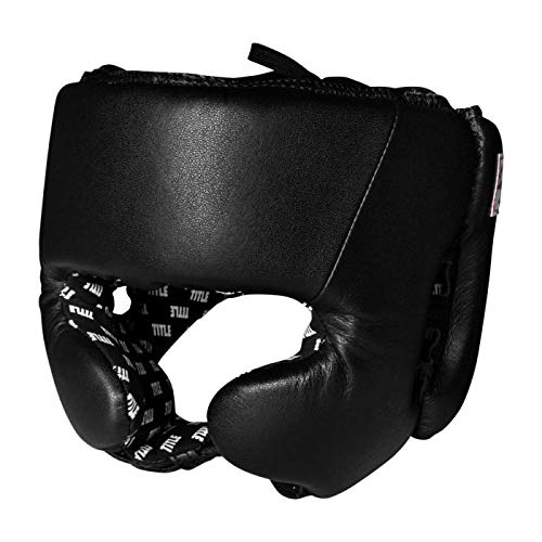 Title Boxing Amateur Competition Headgear (w/Cheeks) - Boxing Headgear, MMA Headgear, Sparring Gear, Headgear Boxing Sparring, Boxing Head Gear, Sparring Headgear, Muay Thai Headgear - color: Blank Black, size: Large