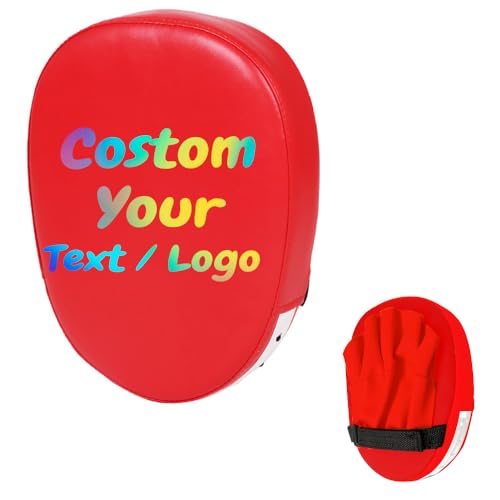 Custom Boxing Punching Mitts Personalized Training Boxing Hand Pads Customized Kickboxing Focus Pads Mitts Muay Thai - color: Red