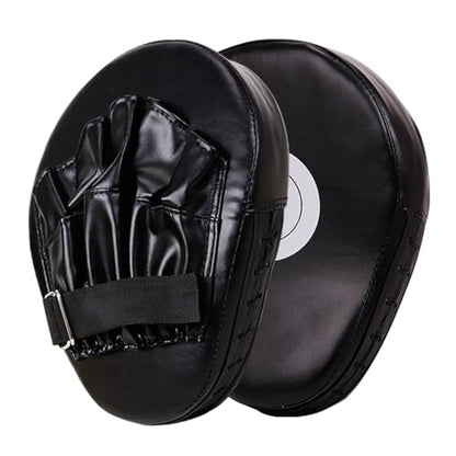 1PCS Boxing Focus Pads Mitts Training Gloves Punching Mitts Leather Kickboxing MMA Curved Arm Strike Shield Target Pads - color: Black