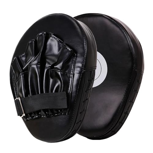 1PCS Boxing Focus Pads Mitts Training Gloves Punching Mitts Leather Kickboxing MMA Curved Arm Strike Shield Target Pads - color: Black