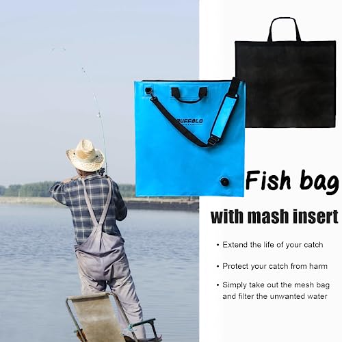 Fish Tournament Weigh in Bag for Bass Fishing, Heavy Duty Fish Bag for Caught Fish Waterproof,Leakproof,Puncture Resistant - color: Blue-24×25in