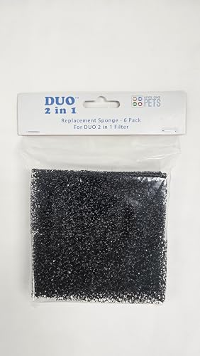 Level One Pets Duo 2 in 1 Submersible Aquarium Filter - Replacement 6 Pack Sponge Filter - size: Replacement 6 Pack Sponge Filter