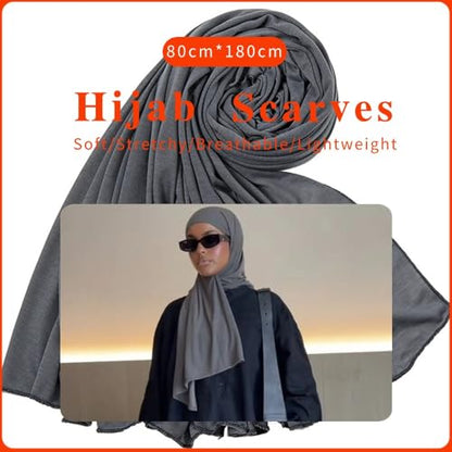 Nonbongoy Head Wraps for Black Women 71"x32" Long Soft Jersey Hijab Turban - color: 1-gray Headwrap