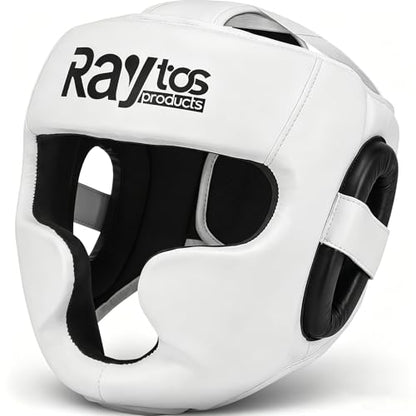 Boxing Headgear for Men Women – Professional Lightweight Open Face Head Guard, Breathable Protection, Secure Fit for MMA Muay Thai Kickboxing Sparring Training - color: White